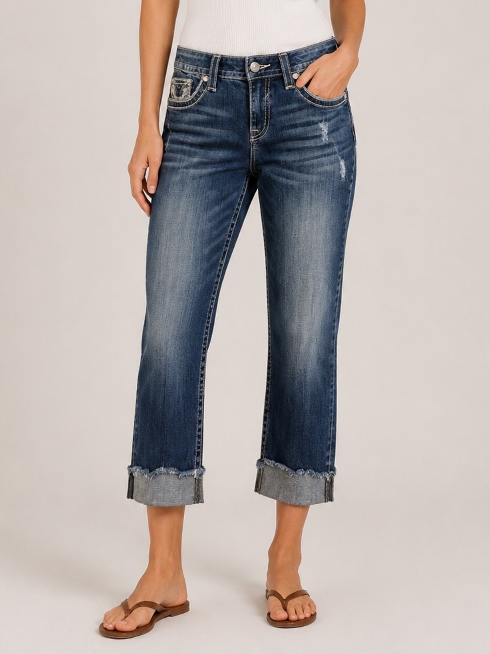 Vigoss Women's Mid Rise Heritage Fit Cropped Jeans Size 5/6
